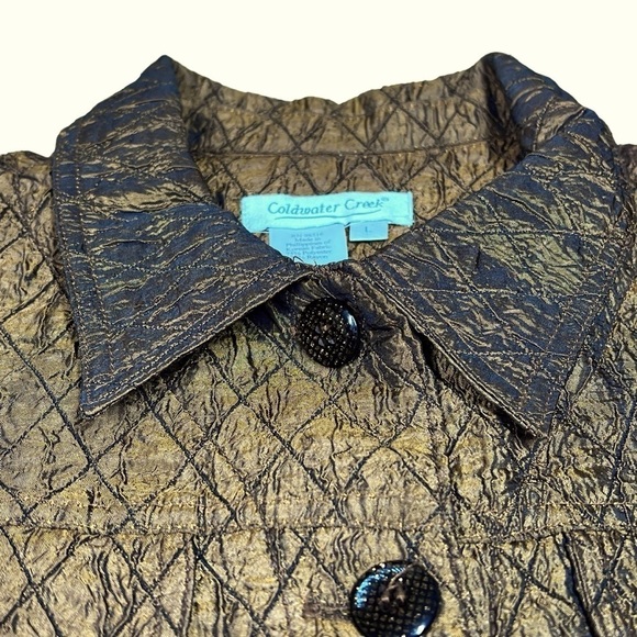 COLDWATER CREEK Copper Brown Diamond Quilted Button Front Jacket Size L - Picture 8 of 16